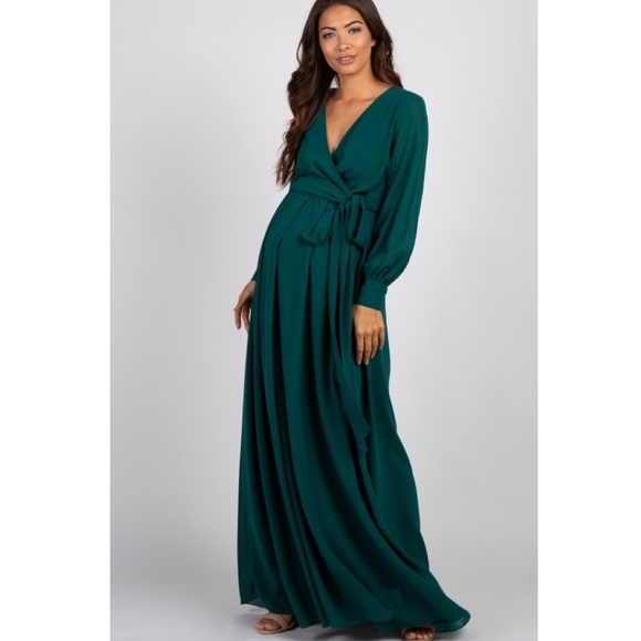 PinkBlush long sleeve chiffon maxi dress nwot - Picture 2 of 4